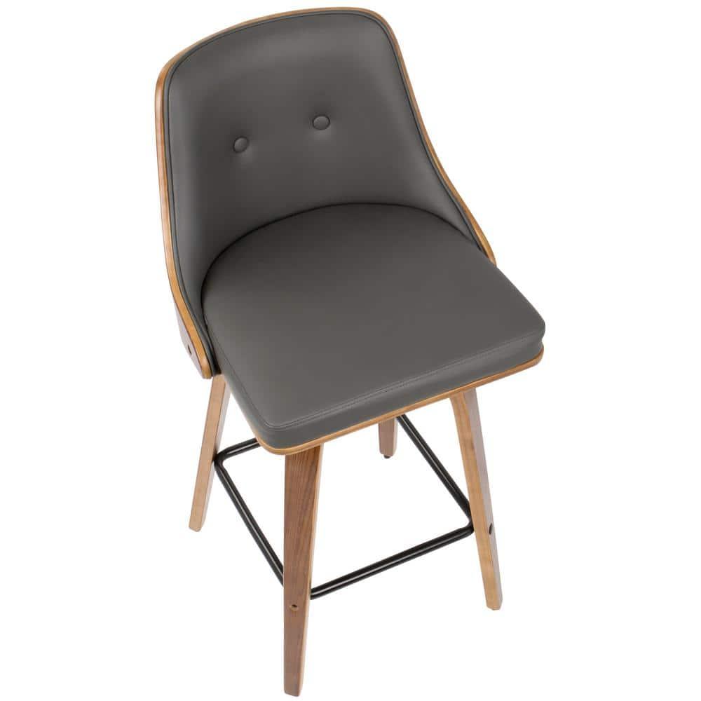 Set of 2 Gianna Upholstered Counter Height Barstools Gray/Walnut - Lumisource