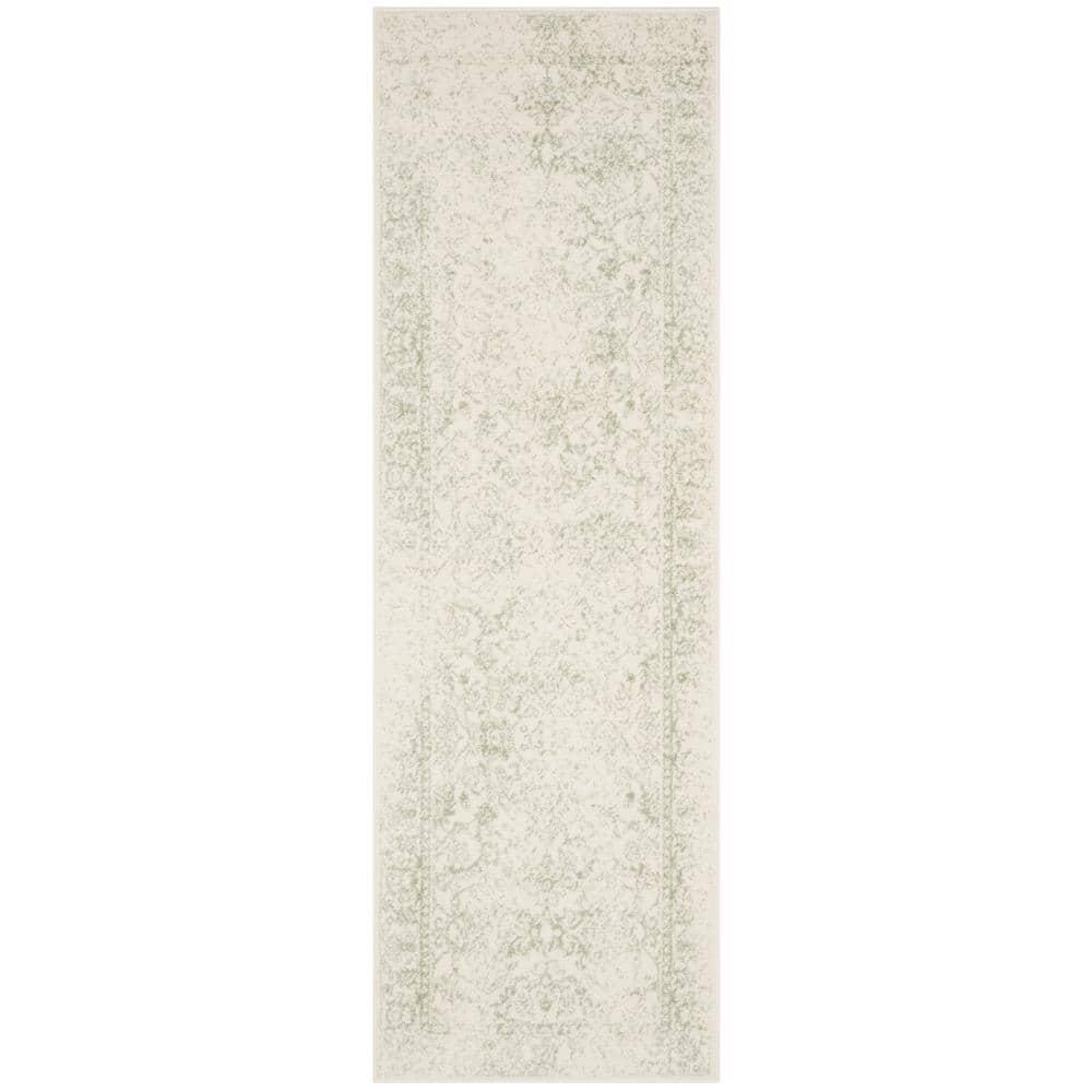 Adirondack ADR109 Machine Made Indoor Runner - Ivory/Sage - 2'6"x12' - Safavieh
