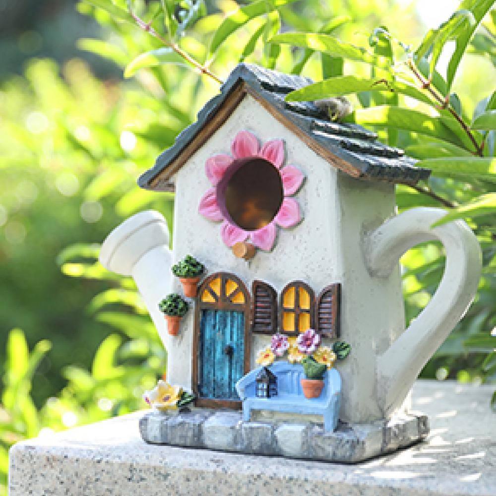 Yinns Bird House, Hanging Birds House for Outside, Wild Birdhouse, Decorative Watering Can Bird House for Home Garden Decor
