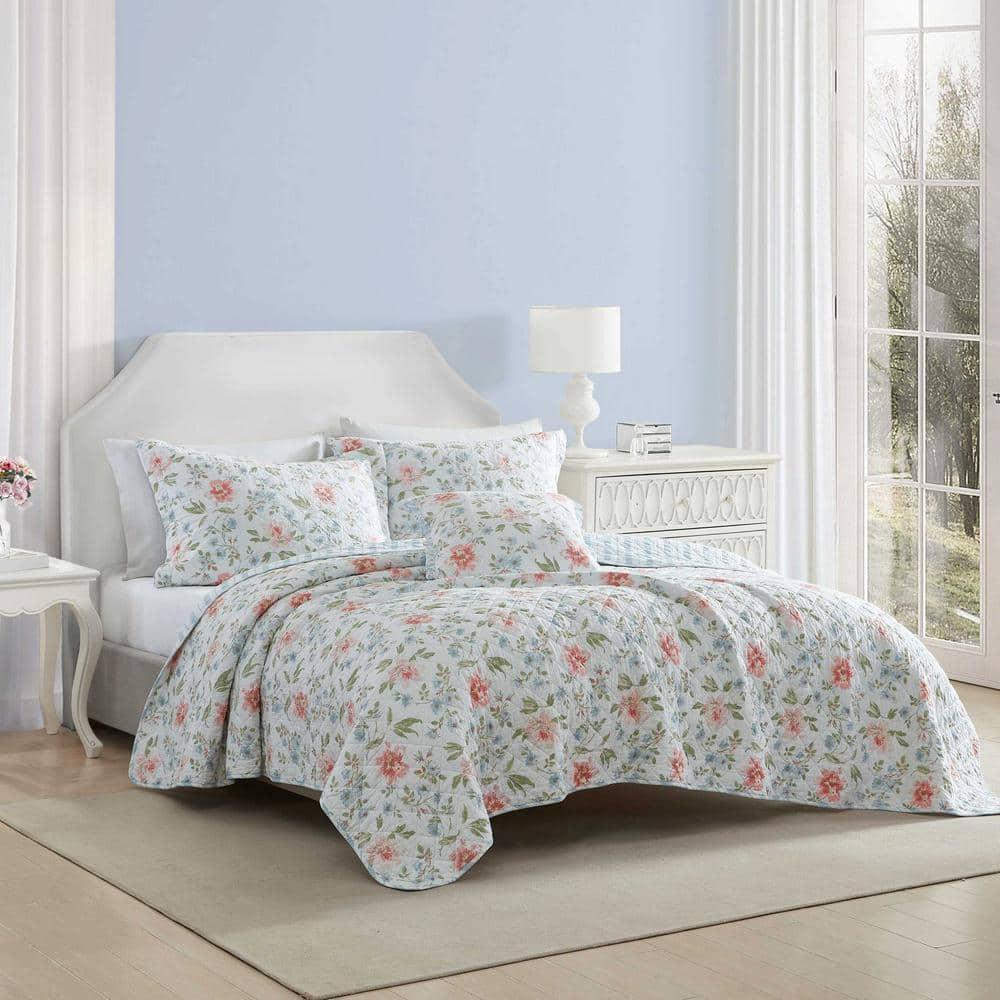 Laura Ashley Emilie Blue Standard Cotton Quilt Set