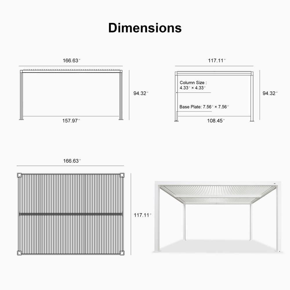 PURPLE LEAF 10' x 14' Hardtop Gazebo with String Lights Galvanized Steel Double Roof Gazebo with Aluminum Frames Outdoor Large Pavilion Gazebos for Patio Deck Garden, Light Grey