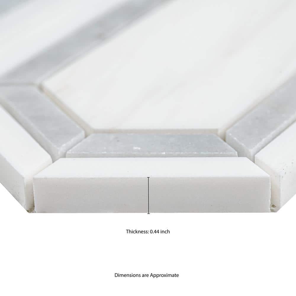 Bianco Dolomite Pavilion Picket 12 in x 12 in. Polished Marble Mesh-Mounted Mosaic Tile