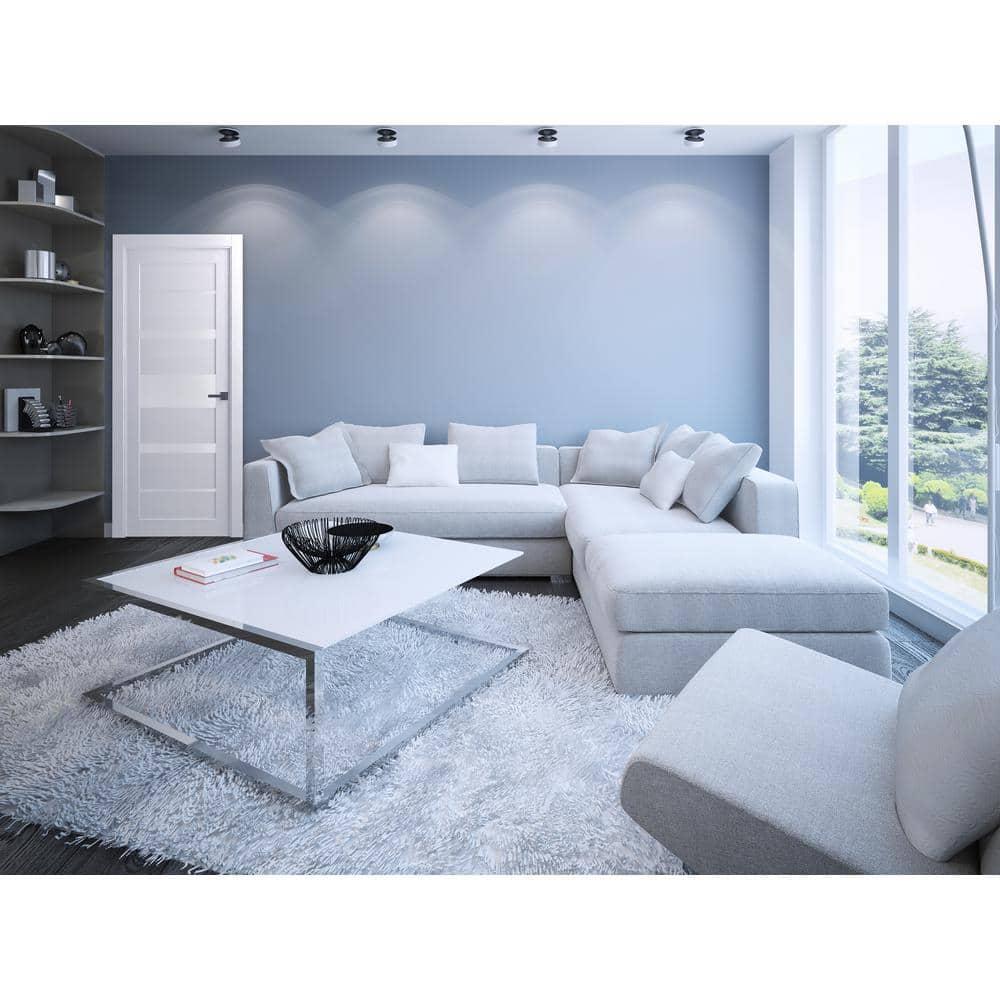 Belldinni Kina No Bore Solid Core 5-Lite Frosted Glass PP Finished Wood Composite Interior Door Slab