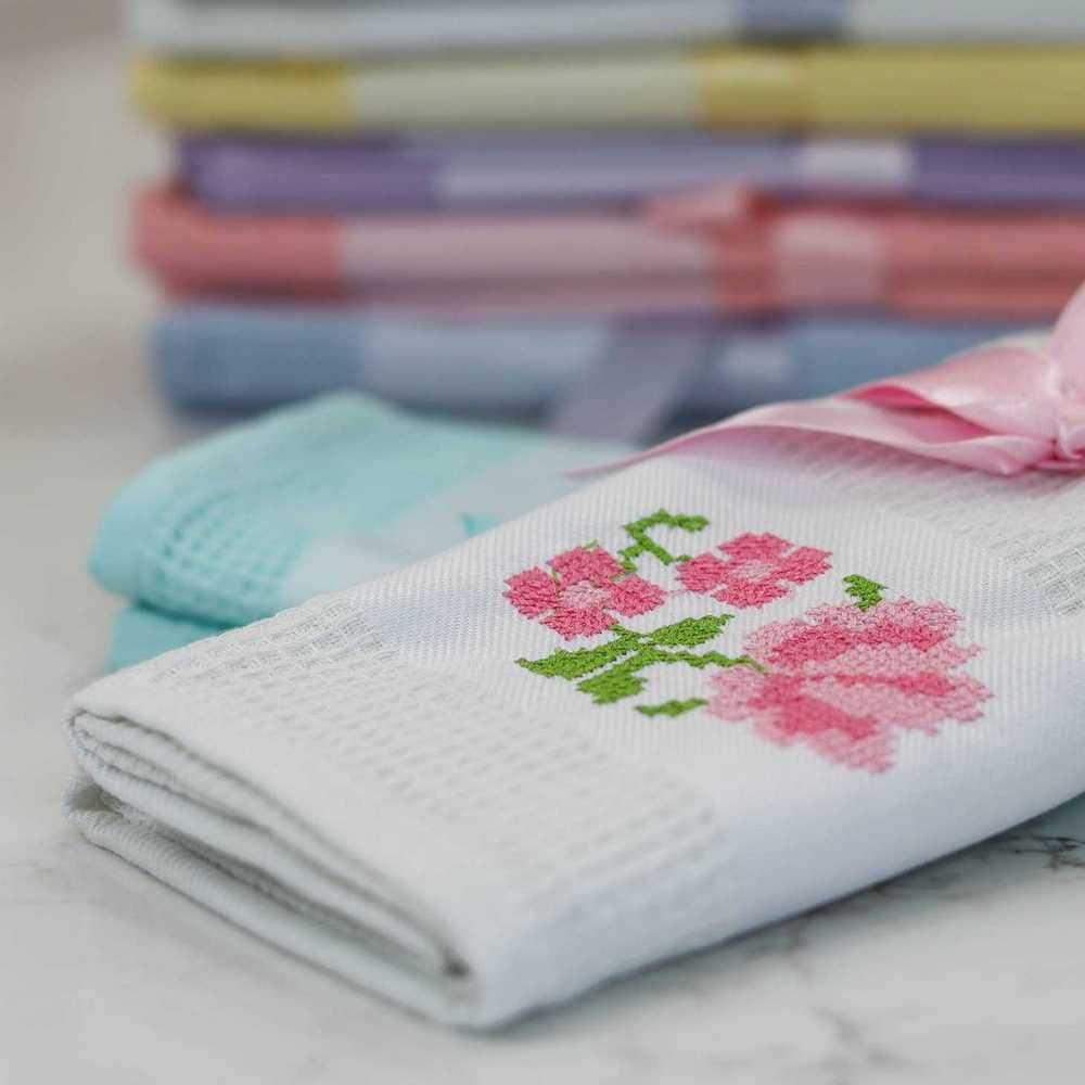 KAFTHAN Premium Floral Cotton Kitchen Towel & Dishcloth Set (28”x18”, 6pk) , Multicolor Jacquard, Soft, Absorbent, Durable, 100% Turkish Cotton