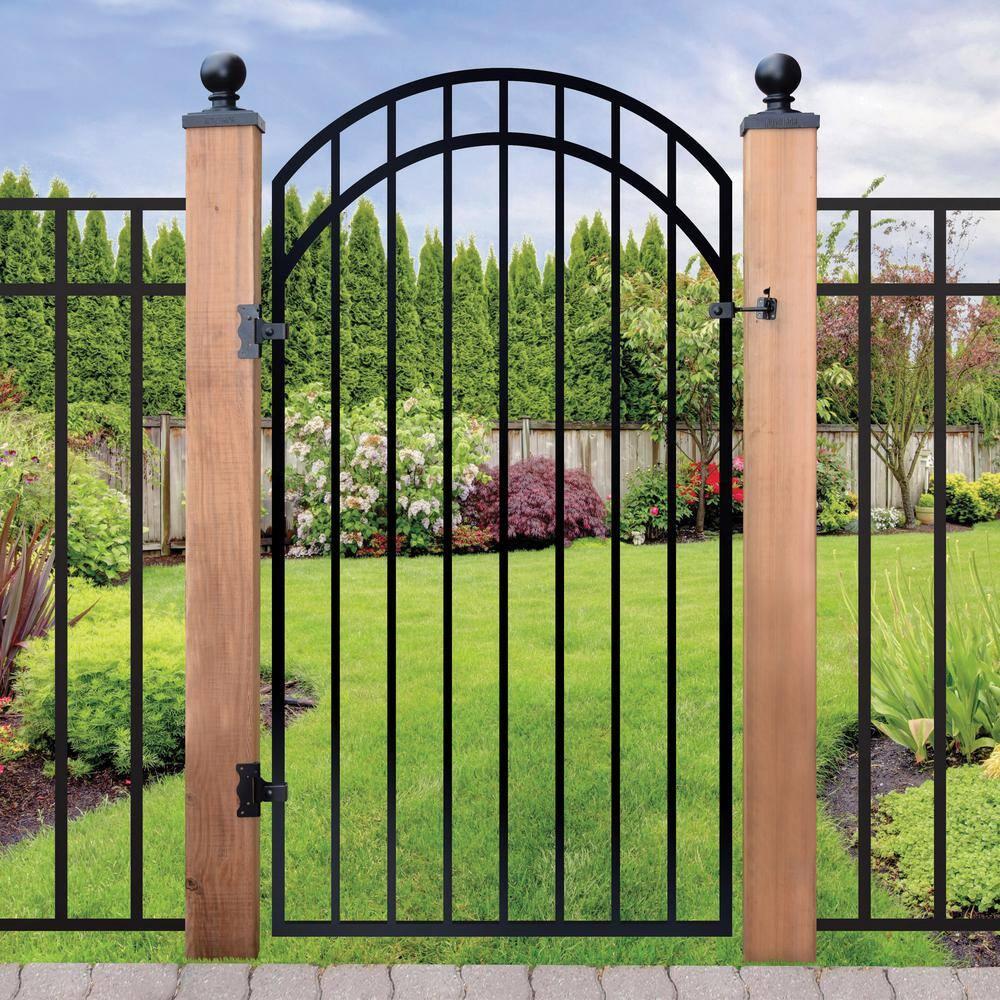 Nuvo Iron GGI0440 33" w x 68" h Garnet Ex. Rail Arched (Designed for Openings of 36" w) Gate, 33" x 68", Black 33" x 68" - Garnet Rail Arched Gate
