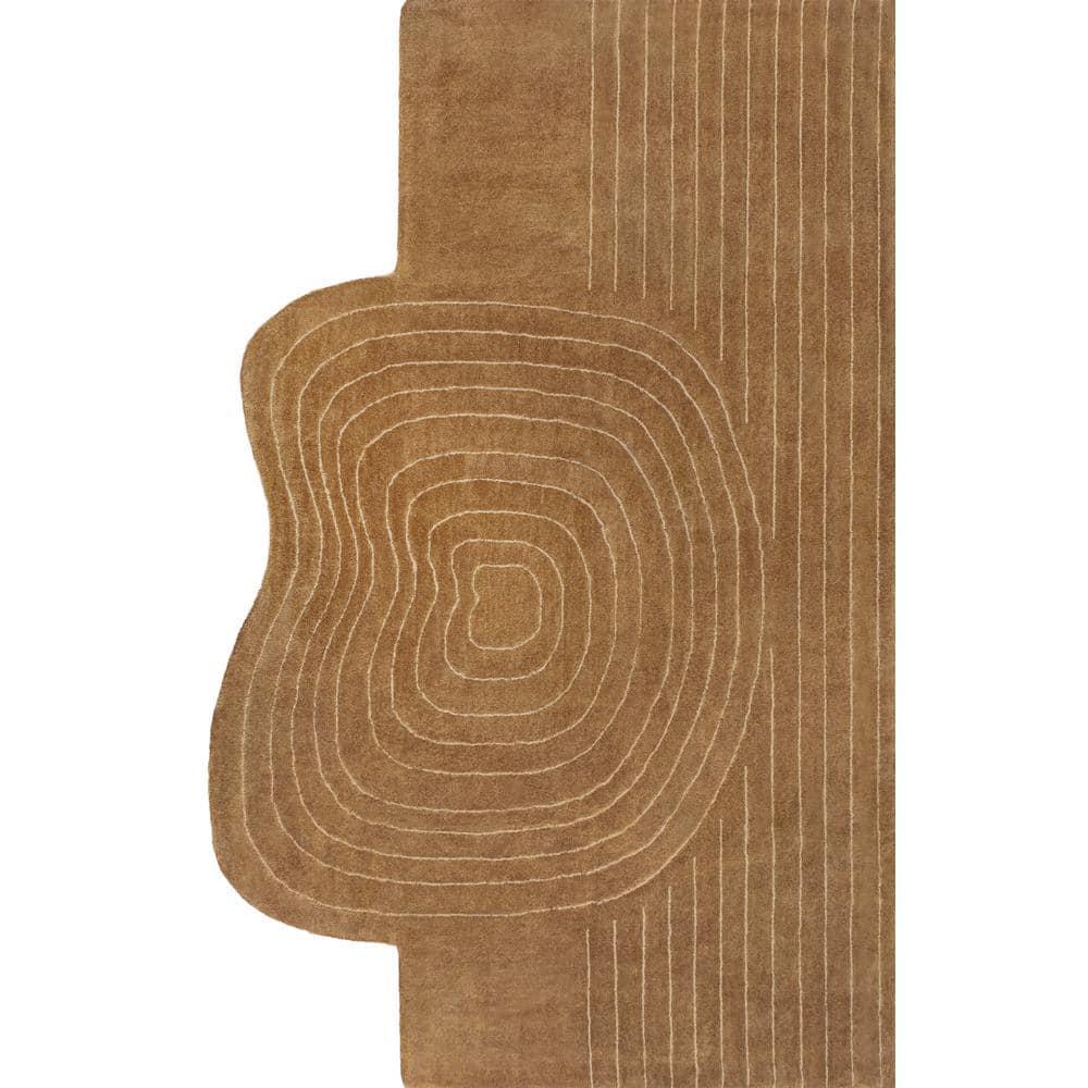 JONATHAN Y Retro Bohemian Abstract Striped Handwoven Wool Light Brown/Beige 5 ft. x 8 ft. Area Rug