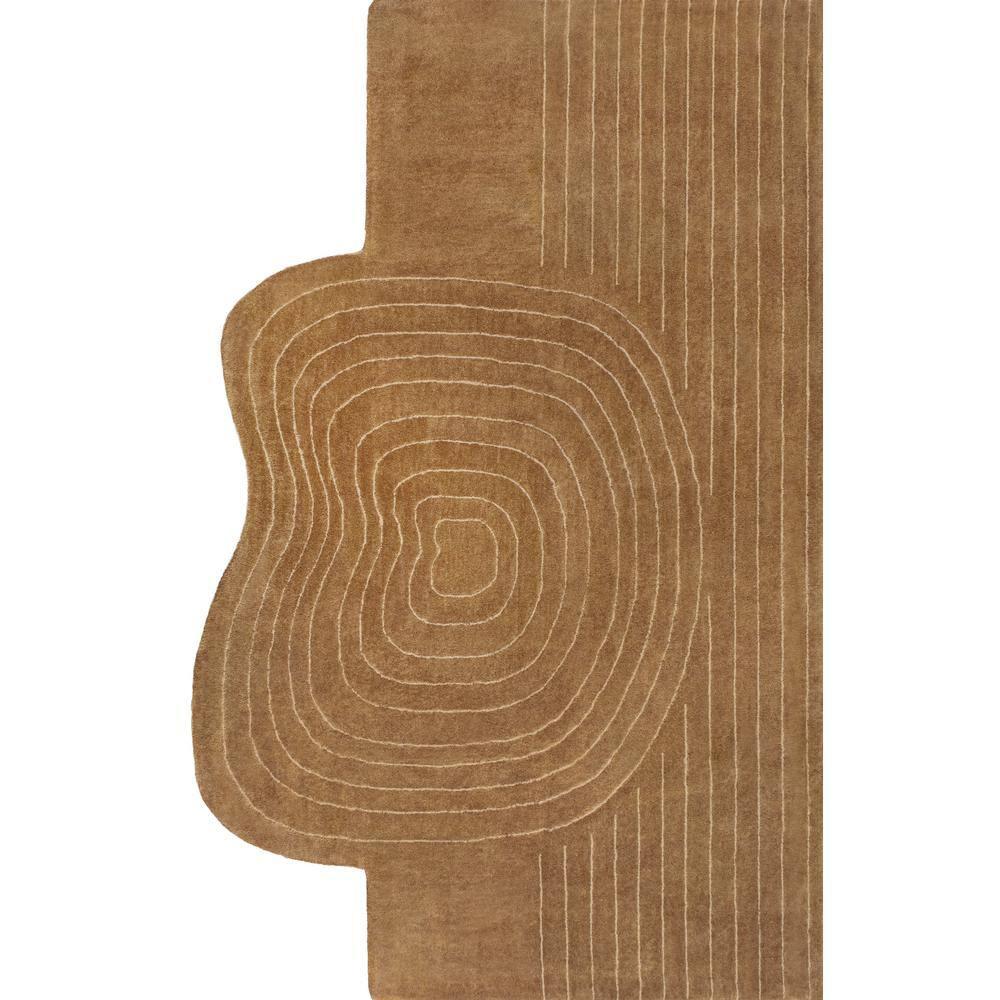 JONATHAN Y Retro Bohemian Abstract Striped Handwoven Wool Light Brown/Beige 6 ft. x 9 ft. Area Rug