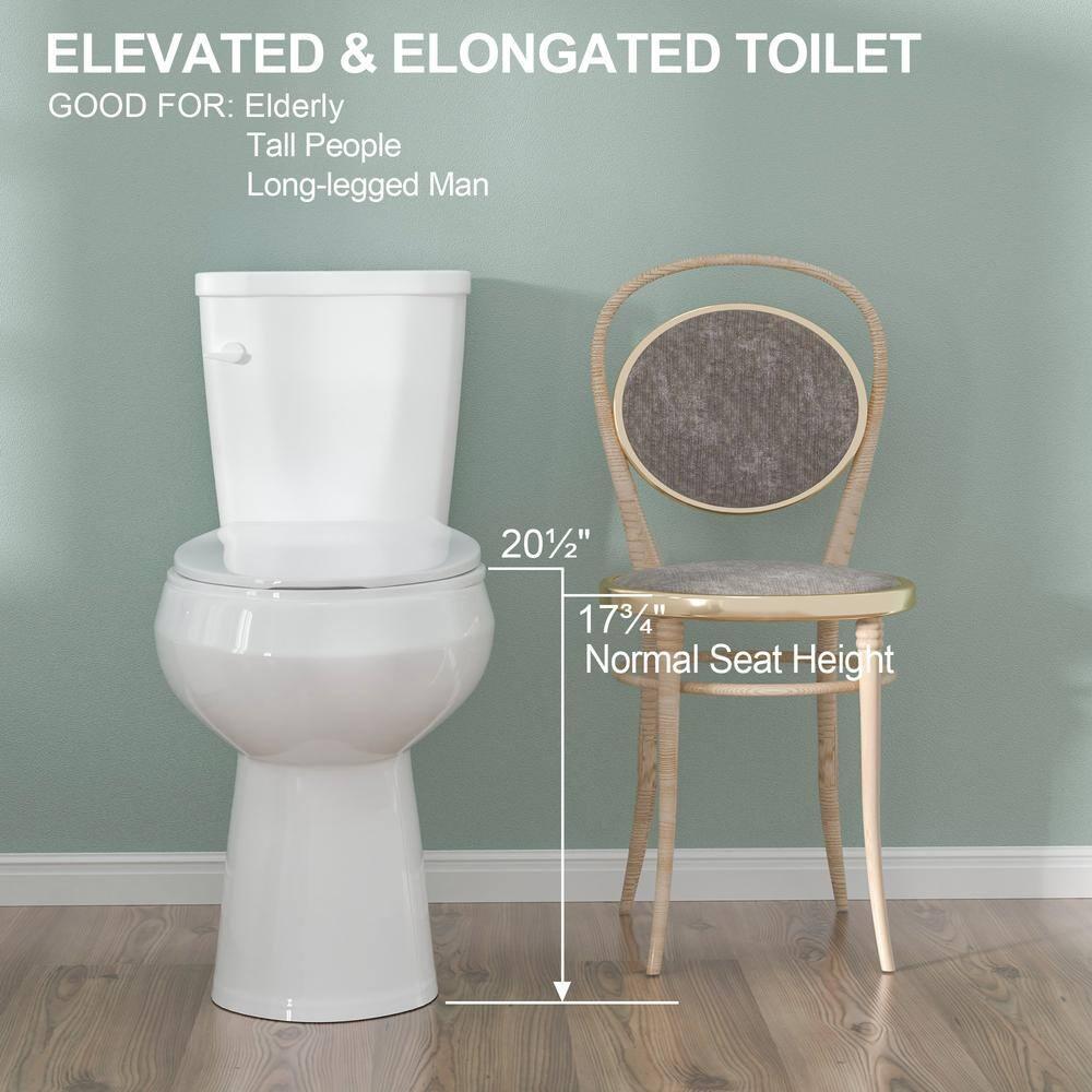 19 in. 2-Piece Toilet 1.1/1.6 GPF Dual Flush Round White Toilet ADA Height with Soft-Close Seat