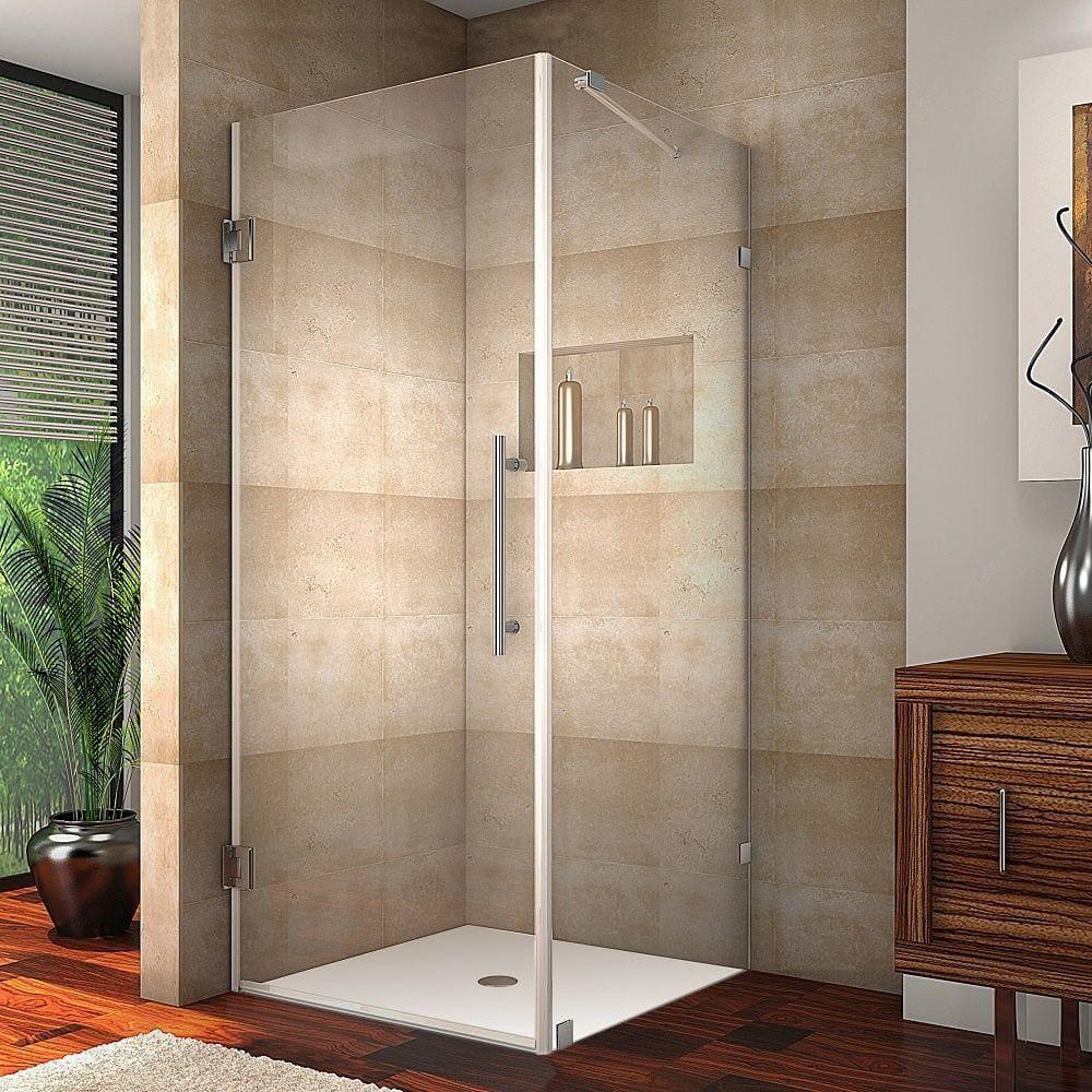 Aquadica 34" x 72" Hinged Frameless Shower Enclosure