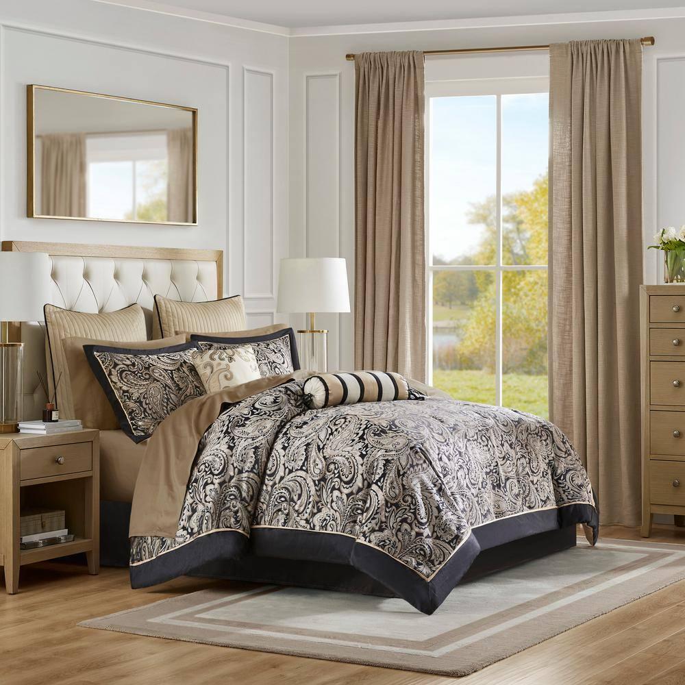 Madison Park Aubrey 12 Piece Comforter Set with Cotton Bed Sheets