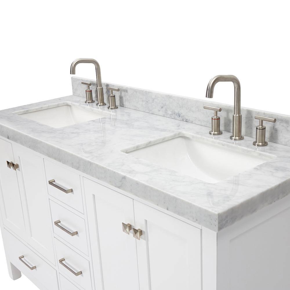 Cambridge Double Bathroom Vanity with Carrara Marble Top