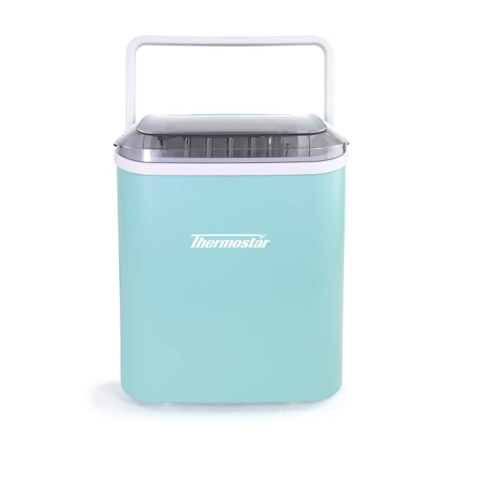 Thermostar TSICEBHNSC26AQ 26-Pound Automatic Self-Cleaning Portable Countertop Ice Maker Machine With Handle, Aqua