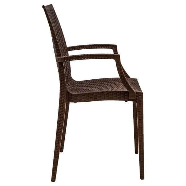 LeisureMod Mace Modern Dining Arm Chair for Indoor and Outdoor Home, Set of 2 in Brown