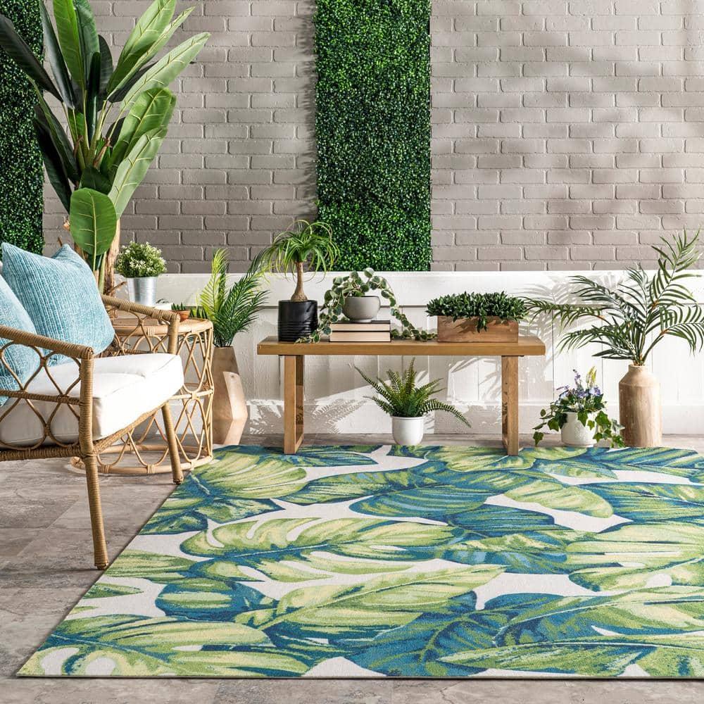 Nuloom Lisa Floral & Paisley 4x6 Indoor/Outdoor Area Rug for Living Room Patio Deck Front Porch Kitchen, Green Multicolor/Ivory