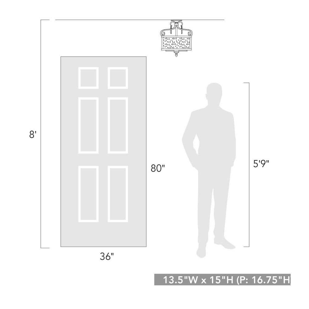 Golden Lighting Valencia Semi-Flush (Convertible) in Fired Bronze/Seeded Glass