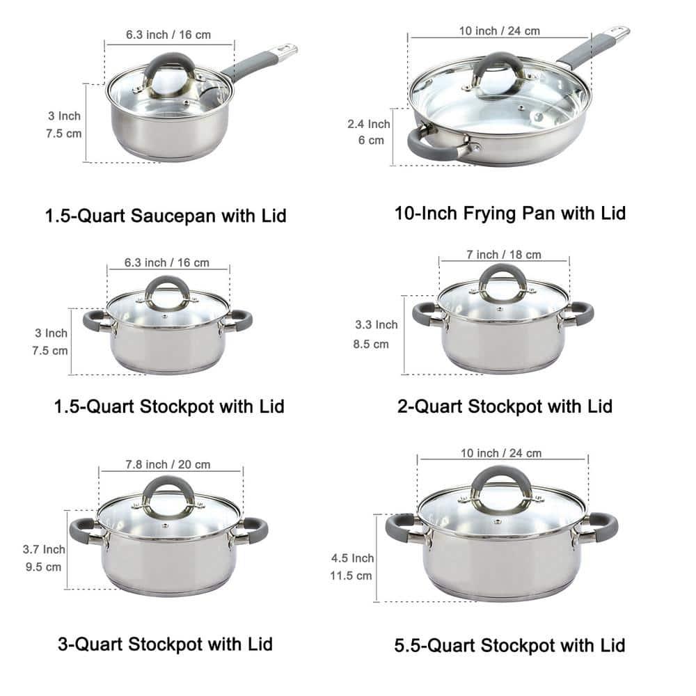 Cooks Standard 12 Piece Stainless Steel Cookware Set, Silicone Handle