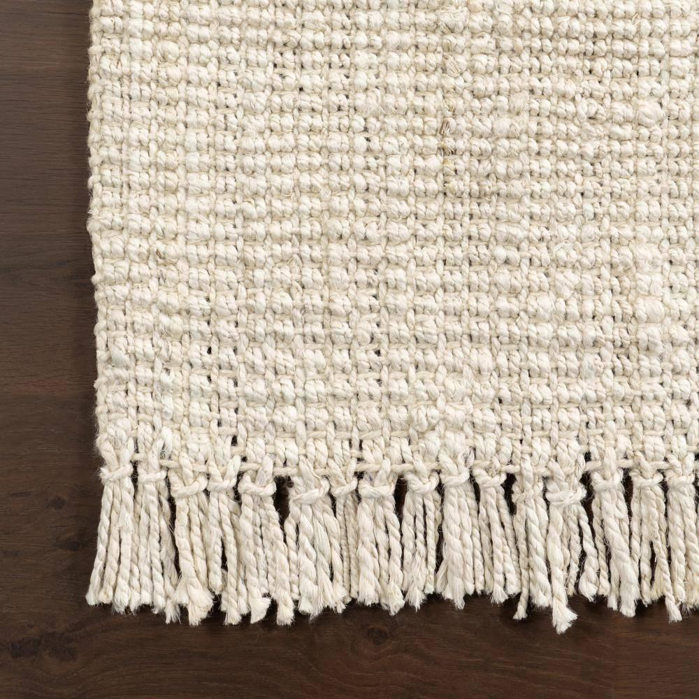 Nuloom 6 Square Daniela Jute Tassel Hand Woven Indoor Area Rug, Off White, Solid Chunky Farmhouse Design, Natural Fiber BedroomLiving Room