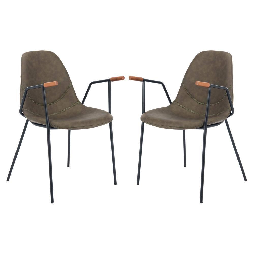 Tanner Mid-Century Dining Chair (Set of 2) - DCH3001 - Olive/Black - Safavieh
