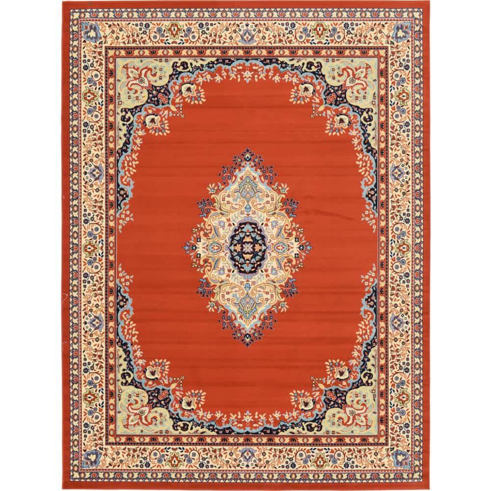 Unique Loom Reza Collection Area Rug - Washington (10'  x 13' 1" Rectangle Terracotta/Cream)