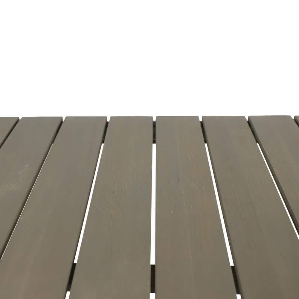 Noble House Elkhart Outdoor Modern Acacia Wood Bar Table Gray and Black