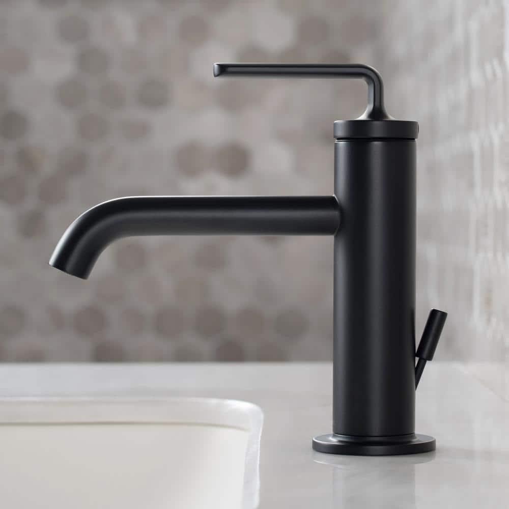 KRAUS Ramus Single Handle Bathroom Sink Faucet with Lift Rod Drain