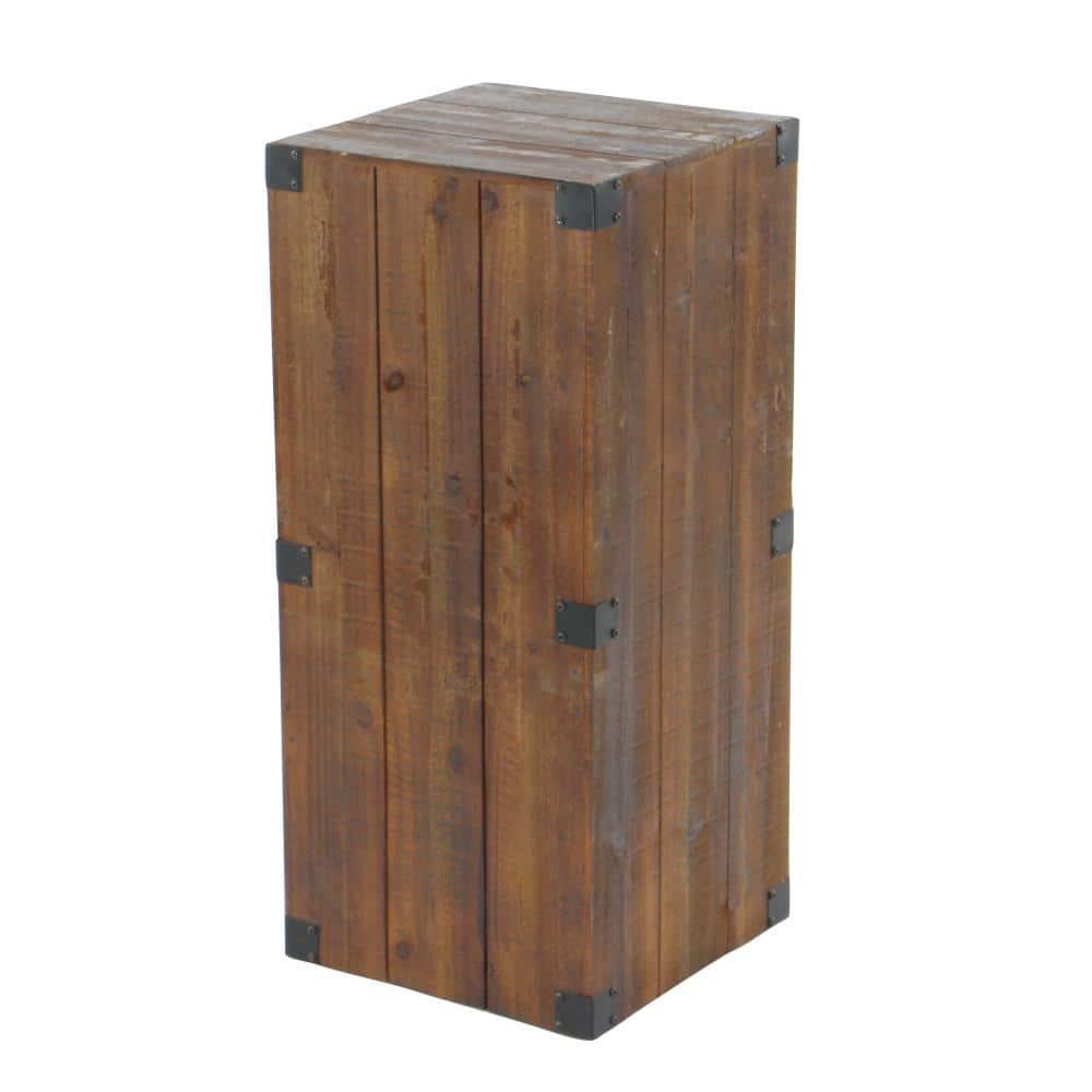 Set of 5 Farmhouse Wood Pedestal Tables Brown - Olivia & May: Indoor Accent Furniture, No Assembly Required