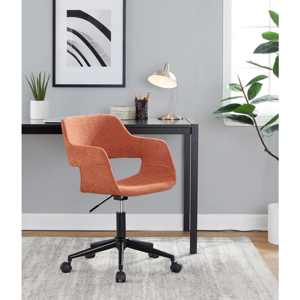 LumiSource Black Metal, Orange Fabric Margarite Task Chair