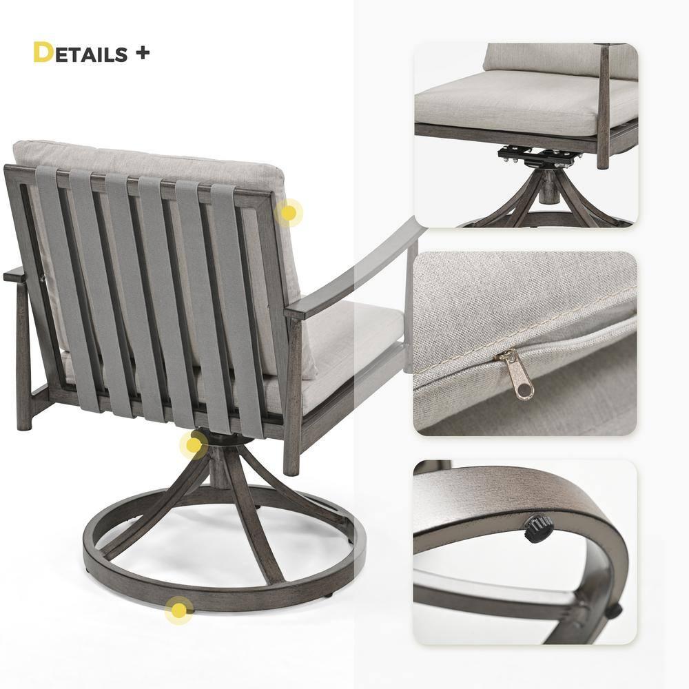 Gray Aluminum 7-Piece Outdoor Dining Set with Cushions