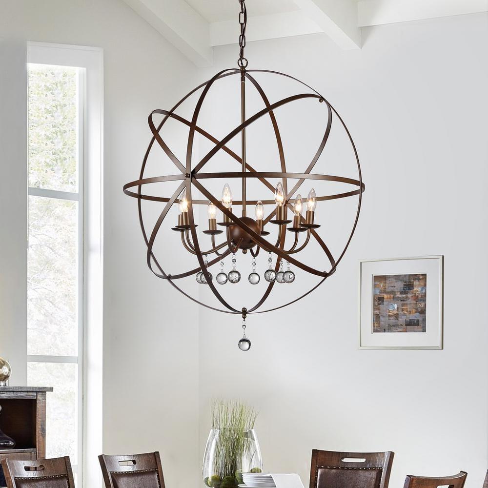 Warehouse of Tiffany Jossie 8-light Crystal 30-inch Bronze-finish Chandelier - 22" x 21" x 21"