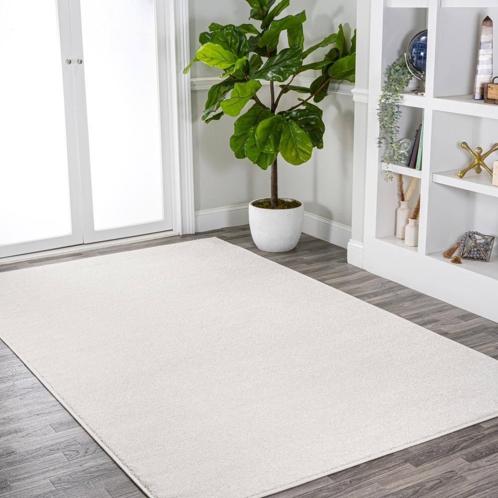10' X 14' Rectangle Haze Solid Low-Pile Area Rug , Cream - JONATHAN Y