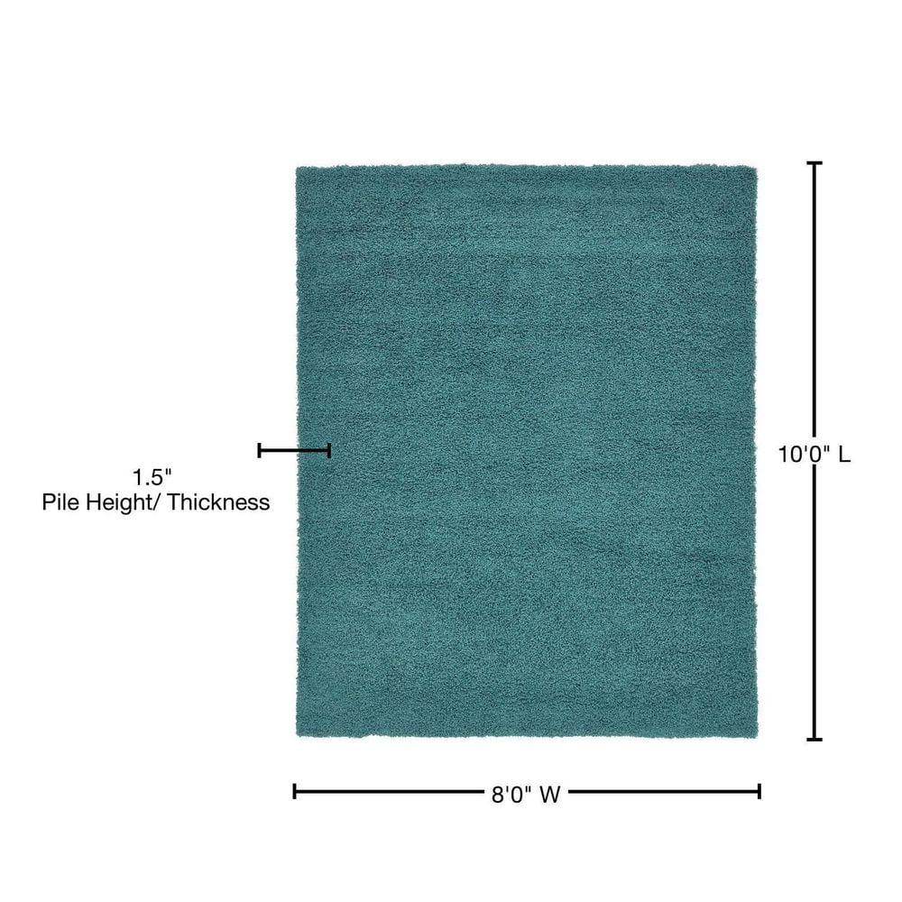 Unique Loom 8' 0 x 10' 0 Solid Shag Deep Aqua Blue Area Rug