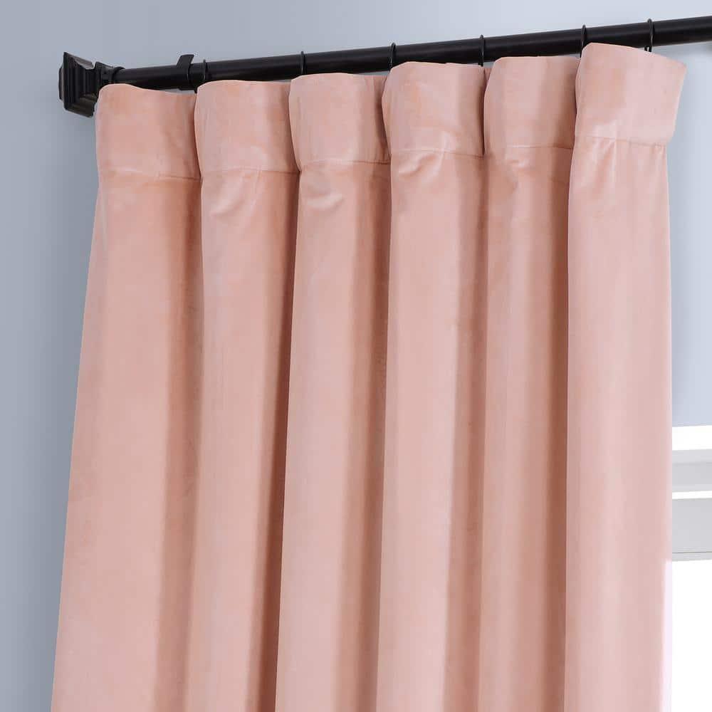 HPD HALF PRICE DRAPES Signature Plush Velvet Blackout Curtains for Bedroom (1 Panel), 50W X 108L Hotel Black Out Curtains for Living Room, Thermal Insulated Blackout Curtains, Apricot Blossom