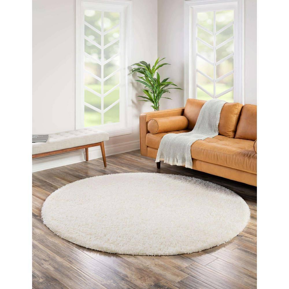 Unique Loom 6' 1 x 6' 1 Solid Shag Snow White Area Rug