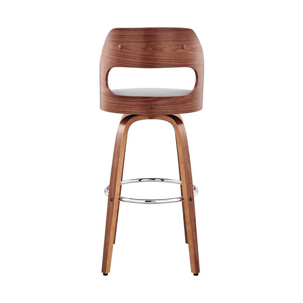 Armen Living Indoor Julius 30" Cream Faux Leather and Walnut Wood Bar Stool