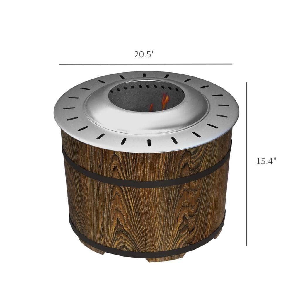 SHANRUGUOJI Outsunny Smokeless Fire Pit With Fireproof Mat, 20" Barrel Style Portable Wood Burning Firepit, Magnesium Oxide Low Smoke Camping Bonfire Stove For Backyard, Patio, Picnic