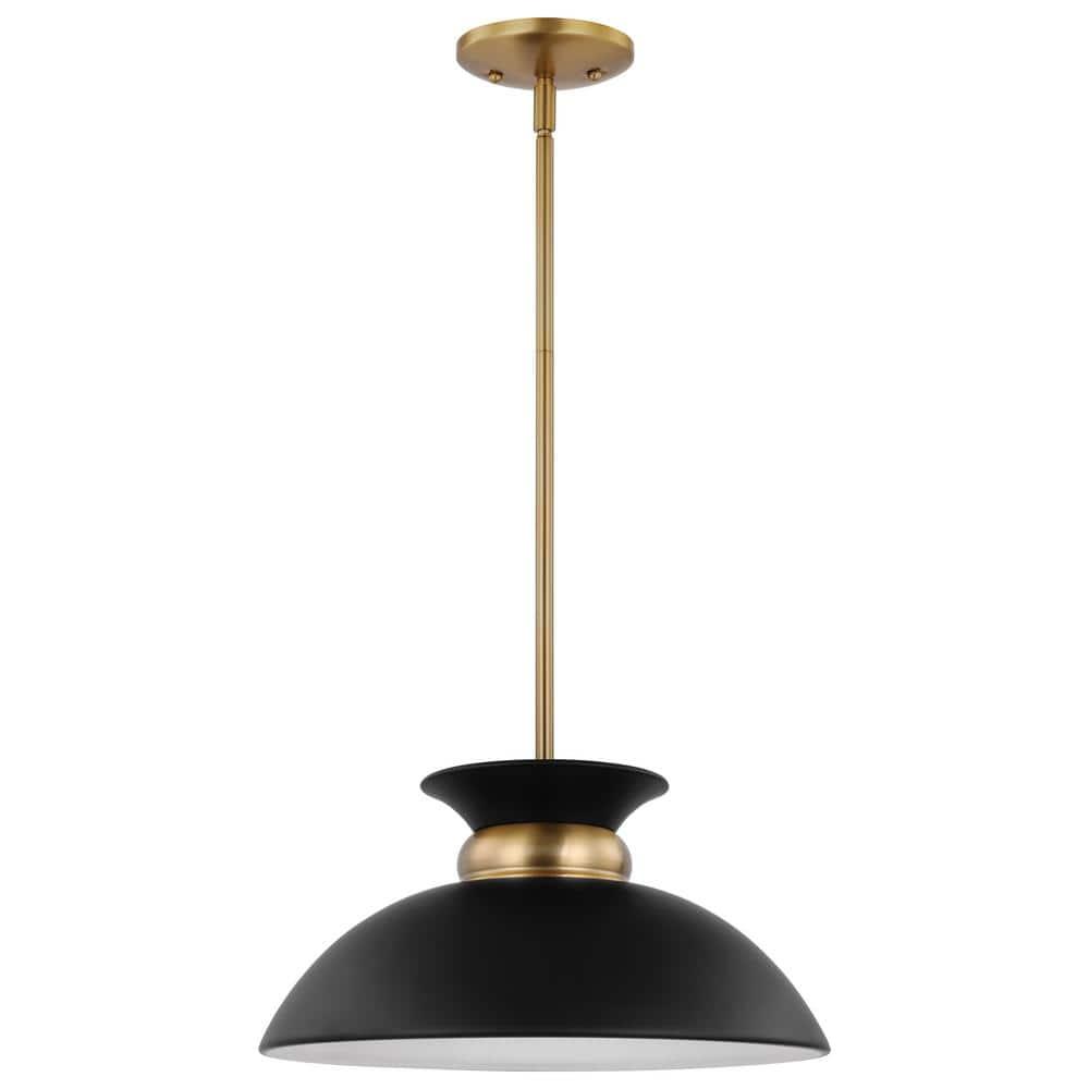 Nuvo Lighting Perkins 1 Light Small Pendant Matte Black with Burnished Brass
