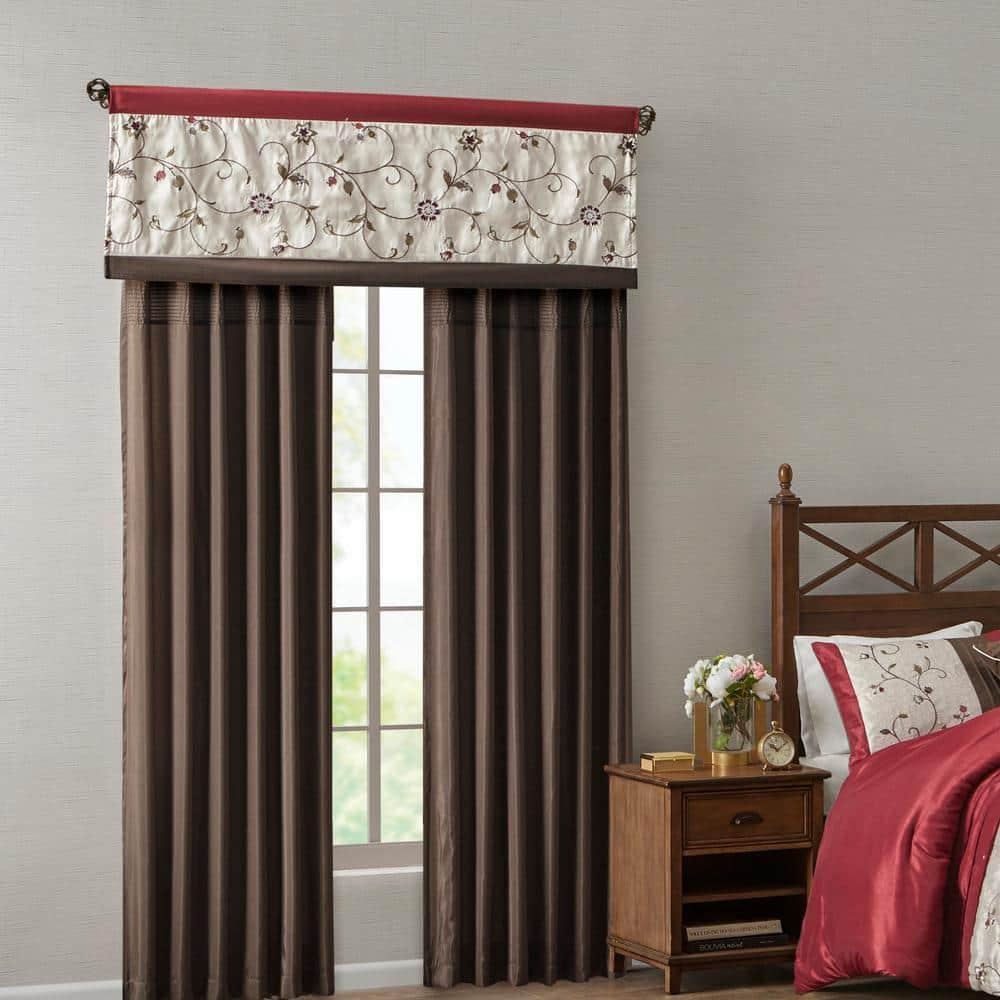 Madison Park Serene Floral Embroidered 50'' W Single Window Valance