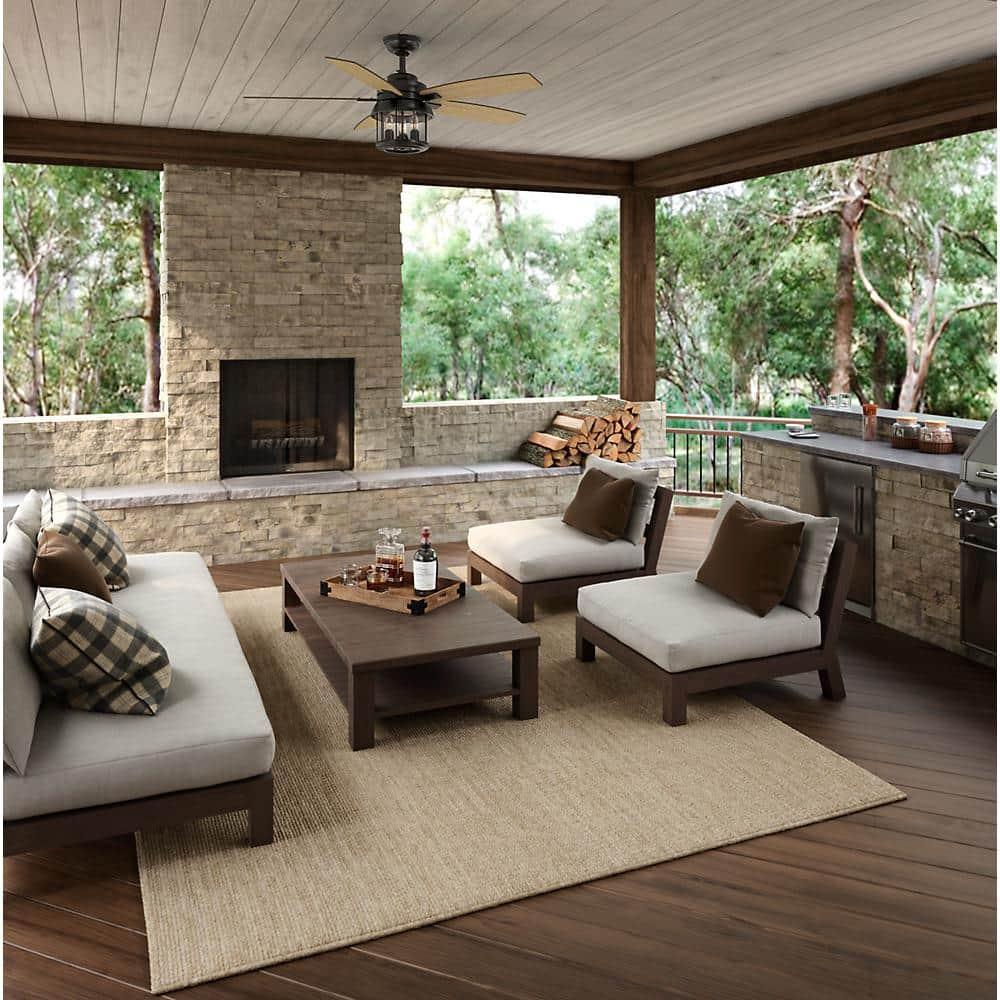 Hunter Fan 52" Coral Bay 5 - Blade Outdoor Standard Ceiling Fan with Remote Control and Light Kit Included