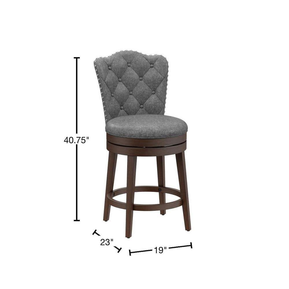 Hillsdale Edenwood 26.25" Fabric Traditional Counter Stool in Chocolate/Gray