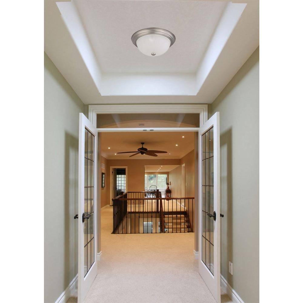 XylehR 60/3263 Flush Mounted Dome Light Fixture, 15", Brushed /Frosted Glass