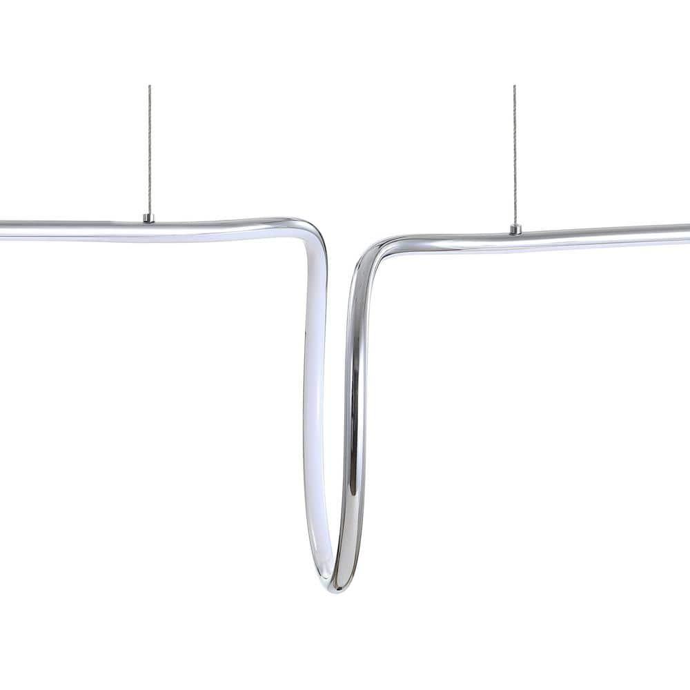 JONATHAN Y Ali 34.5" Dimmable Adjustable Integrated LED Metal Linear Pendant, Chrome