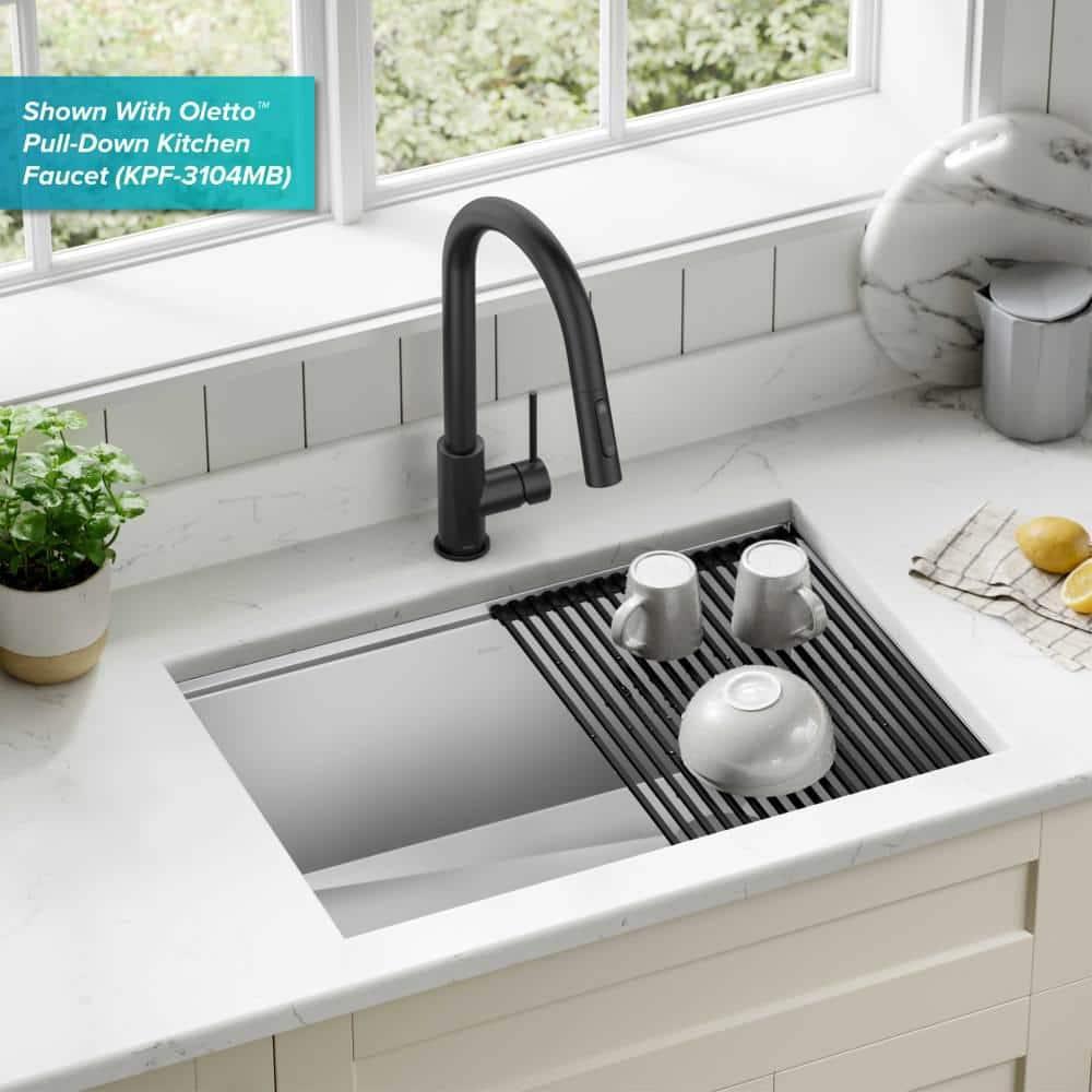KRAUS Kore™ Workstation 27-inch L Undermount 16 Gauge Single Bowl Stainless Steel Kitchen Sink with Accessories