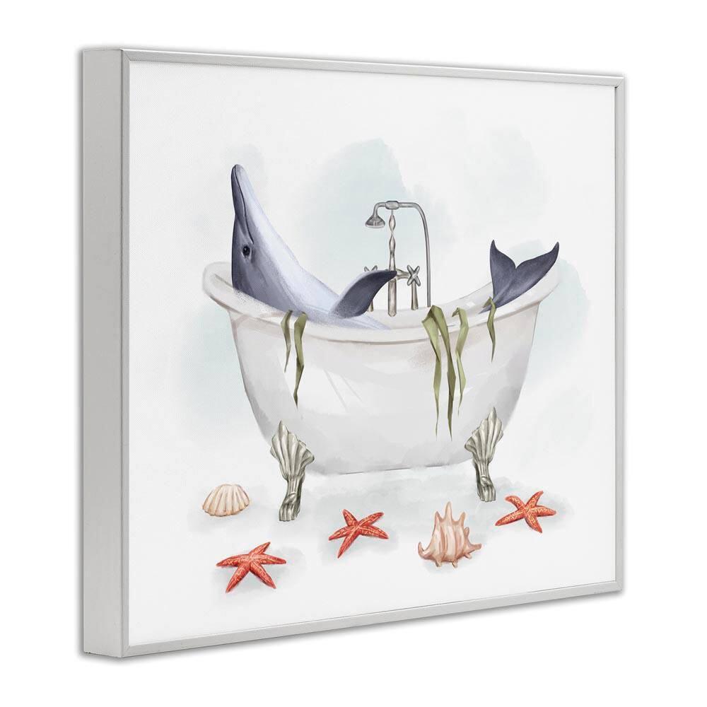 Stupell Industries " Dolphin Lounging In Bath Tub Nautical Shells " by Ziwei Li