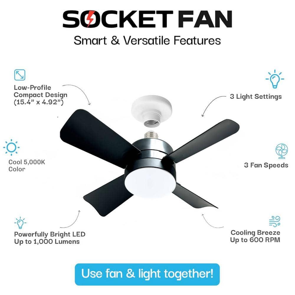 Bell + Howell Bell + Howell Socket Fan, Ceiling Fan With 1000 Lumens and Remote Control