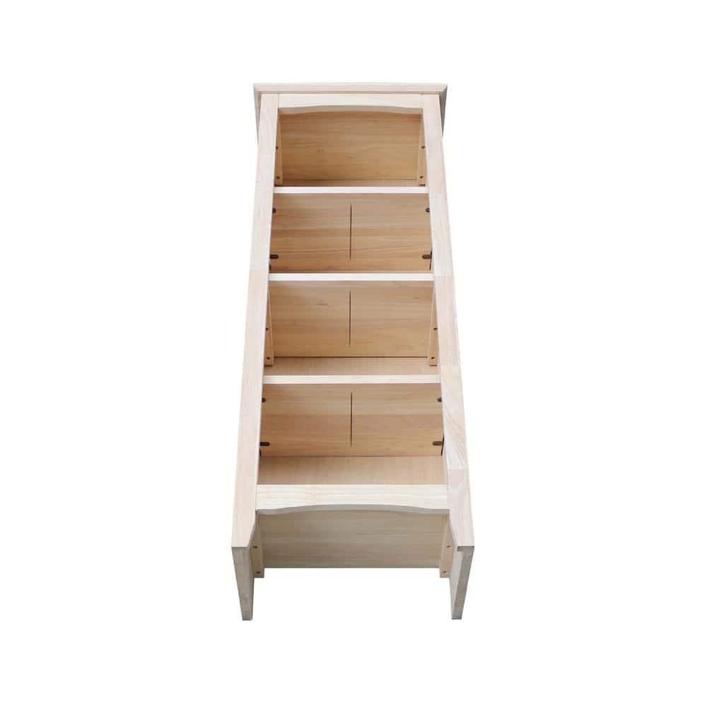 48" Shaker Bookcase Unfinished Brown - International Concepts: Solid Parawood, 3-Tier Storage