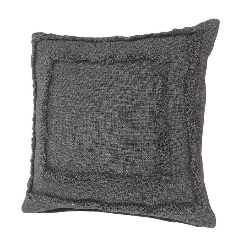 Ox Bay Modern Tufted Solid Throw Pillow, 20" x 20", Gray