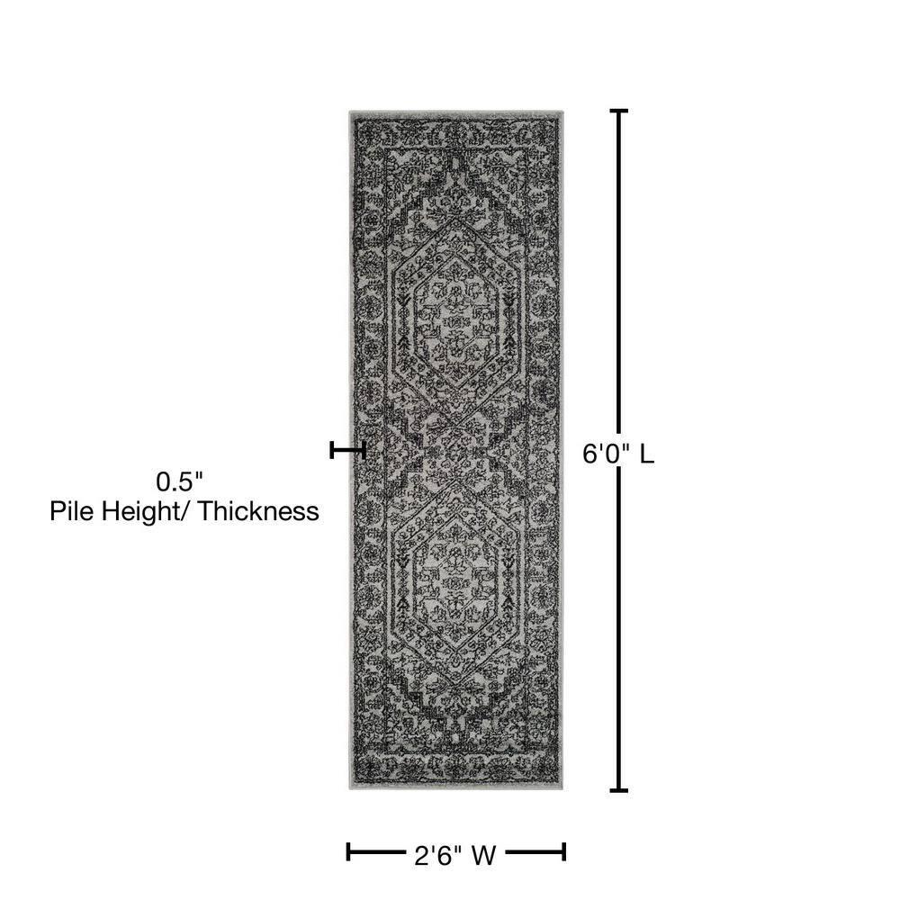 Adirondack ADR108 Power Loomed Runner Rug  Silver / Black 2'-6" X 6' - Safavieh.