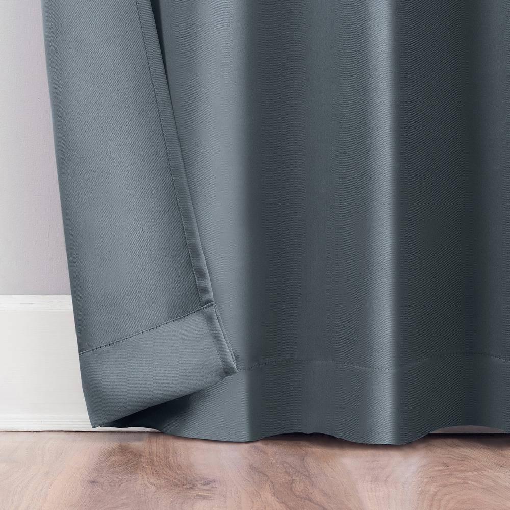 40"x84" Sun Zero Blackout Kenneth Energy Saving Rod Pocket Curtain Panel Denim Blue: Thermal Insulated, Noise Reduction