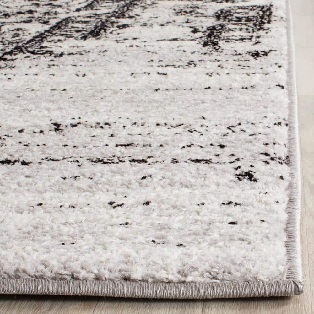 Adirondack ADR101 Power Loomed Area Rug - Silver/Black - 8'x8' - Safavieh.