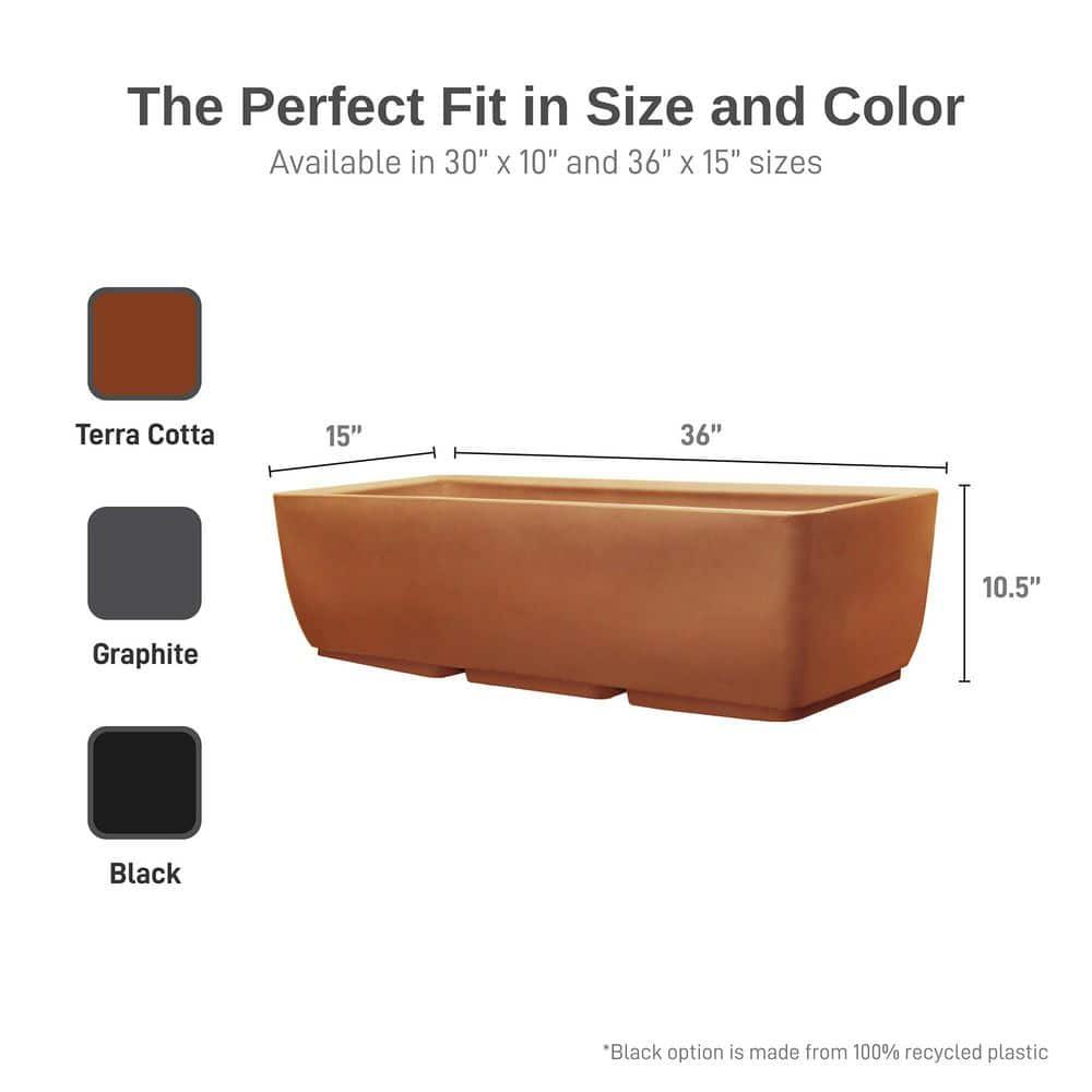 RTS Home Accents 36 inch x 15 inch Polyethylene Rectangular Planter, Terra Cotta Color